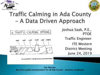 Traffic Calming in Ada County – A Data Driven Approach