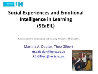 Social Experiences and Emotional Intelligence in Learning ( SEaEIL )