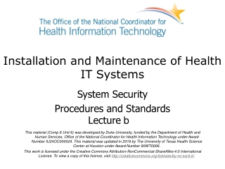 Installation and Maintenance of Health IT Systems