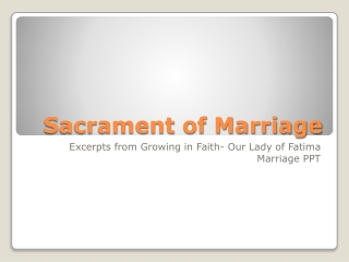 Sacrament of Marriage