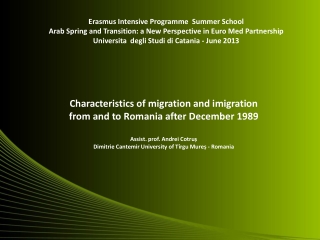 Characteristics of migration and imigration from and to Romania after December 1989
