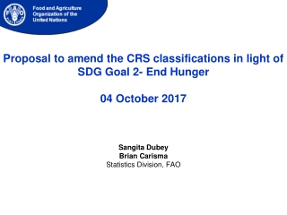 Proposal to amend the CRS classifications in light of SDG Goal 2- End Hunger 04 October 2017