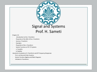 Signal and Systems Prof. H. Sameti