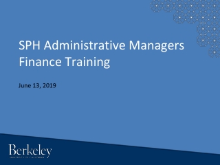 SPH Administrative Managers Finance Training