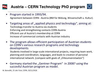 Austria – CERN Technology PhD program