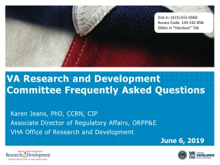 VA Research and Development Committee Frequently Asked Questions