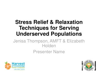 Stress Relief &amp; Relaxation Techniques for Serving Underserved Populations