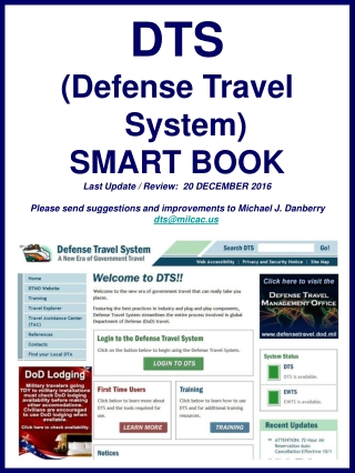 DTS (Defense Travel System) SMART BOOK Last Update / Review: 20 DECEMBER 2016