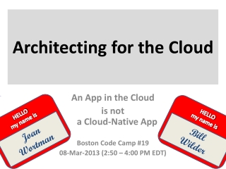 Architecting for the Cloud