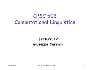 CPSC 503 Computational Linguistics