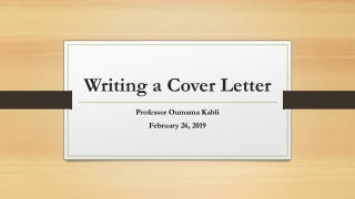 Writing a Cover Letter