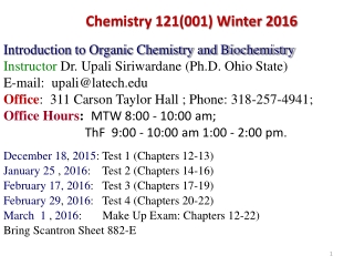 Chemistry 121(001) Winter 2016