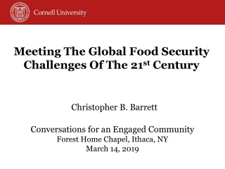 Meeting The Global Food Security Challenges Of The 21 st Century
