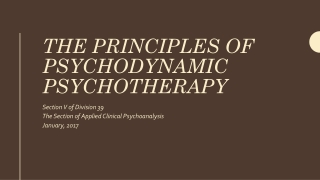 The Principles of Psychodynamic Psychotherapy