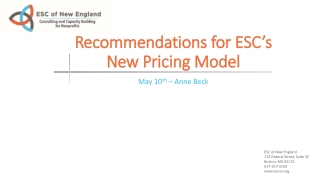 Recommendations for ESC’s New Pricing Model