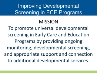 Improving Developmental Screening in ECE Programs
