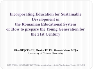 Incorporating Education for Sustainable Development in the Romanian Educational System