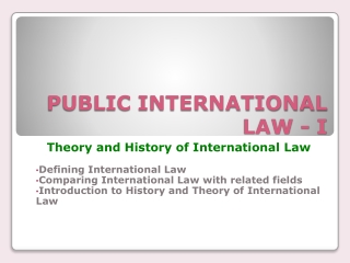 PUBLIC INTERNATIONAL LAW - I