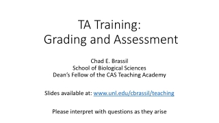 TA Training: Grading and Assessment