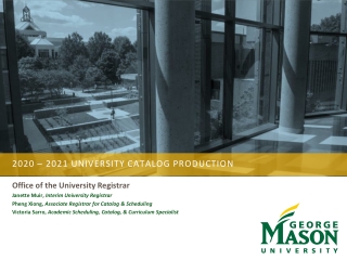 2020 – 2021 University Catalog Production