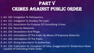 PART V CRIMES AGAINST PUBLIC ORDER