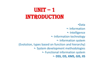 UNIT – 1 INTRODUCTION