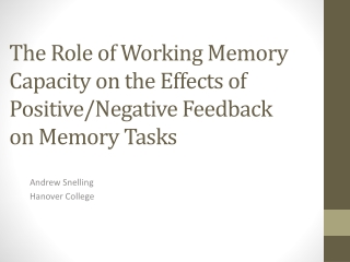 The Role of Working Memory Capacity on the Effects of Positive/Negative Feedback on Memory Tasks