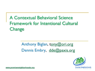 A Contextual Behavioral Science Framework for Intentional Cultural Change