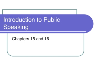 Introduction to Public Speaking