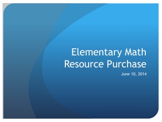 Elementary Math Resource Purchase