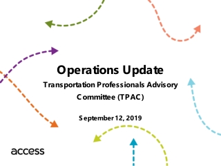 Operations Update Transportation Professionals Advisory Committee (TPAC) September 12, 2019