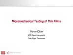 Micromechanical Testing of Thin Films