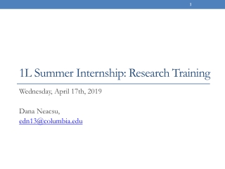 1L Summer Internship: Research Training