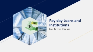 Pay day Loans and Institutions