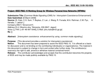 Project: IEEE P802.15 Working Group for Wireless Personal Area Networks (WPANs)‏