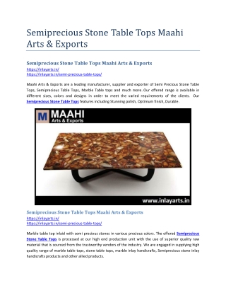 Semiprecious Stone Table Tops Maahi Arts & Exports