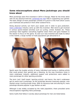 Some misconceptions about Mens Jockstraps you should know about