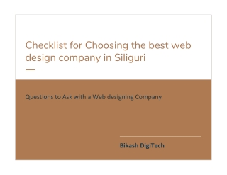 Checklist for choosing the best web design company in Siliguri