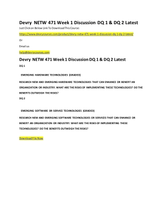 Devry NETW 471 Week 1 Discussion DQ 1 & DQ 2 Latest