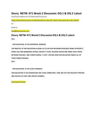Devry NETW 471 Week 2 Discussion DQ 1 & DQ 2 Latest