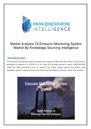 Emissions Monitoring System Market Driven by Stringent Government Regulations