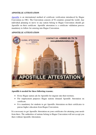 apostille attestation in india