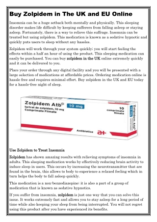 Buy Zolpidem in The UK and EU Online