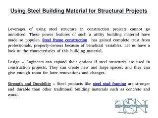 Using Steel Building Material for Structural Projects