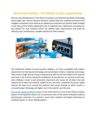Structured Cabling – The lifeline of your organization