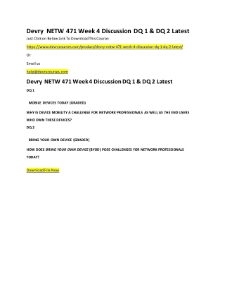 Devry NETW 471 Week 4 Discussion DQ 1 & DQ 2 Latest