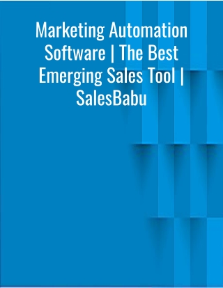 Marketing Automation Software | The Best Emerging Sales Tool | SalesBabu