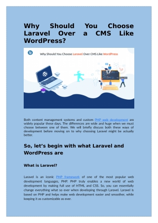 Why Should You Choose Laravel Over a CMS Like WordPress?