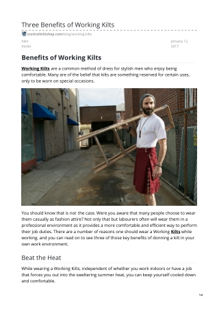 Working Kilts | Three Benefits of Working Kilts|working kilts for sales