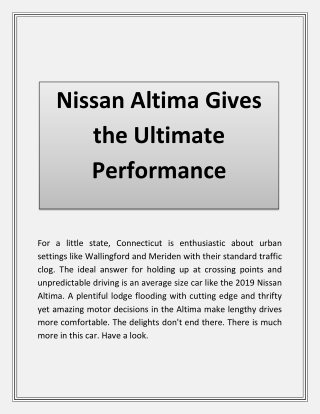 Nissan Altima Gives the Ultimate Performance